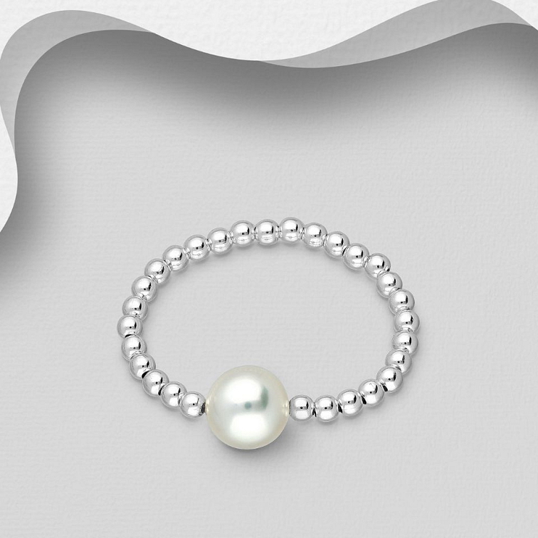 Prsten Korálkový se sladkovodní perlou stříbro 925
