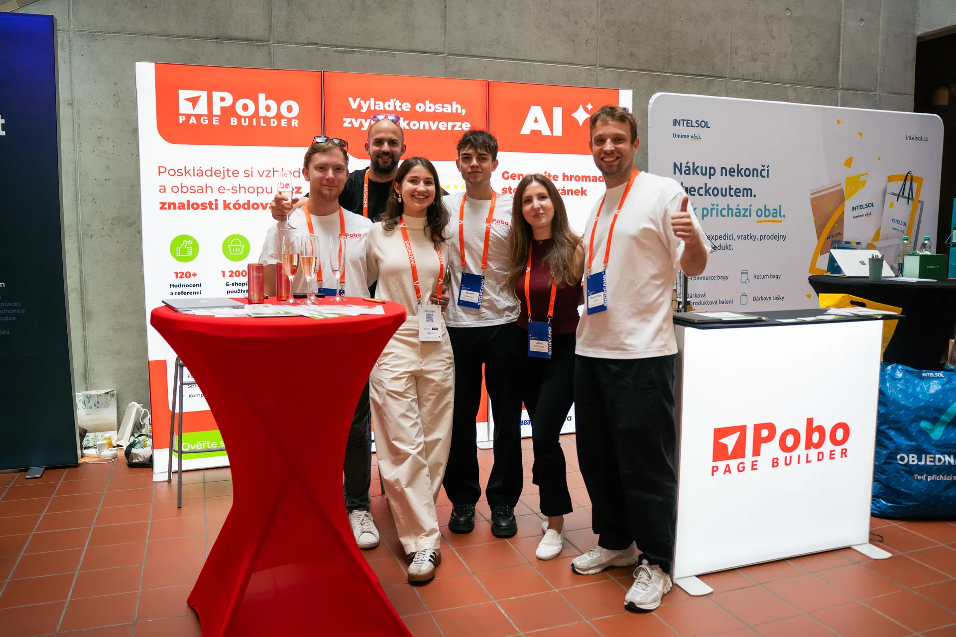 The Pobo team at a conference booth